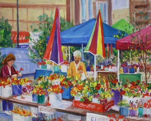 "Flower Vendor" 20"x16" oil on canvas By David Farmer