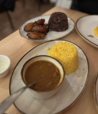 Beans and yellow rice