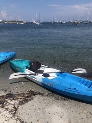 Kayaks when we pulled into a cove for a swim