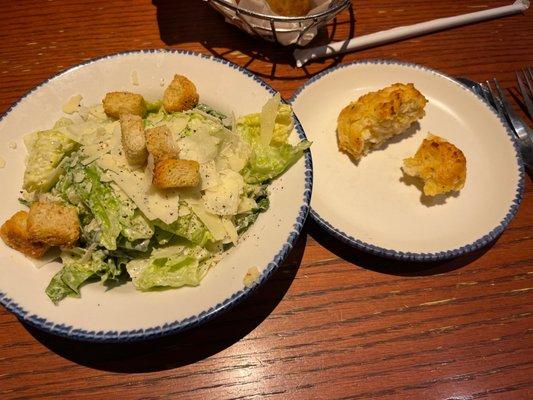 Caesar salad and red lobster biscuit