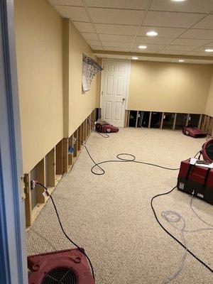 Flood Cut on a recently completed water damage Project in Macomb Township MI