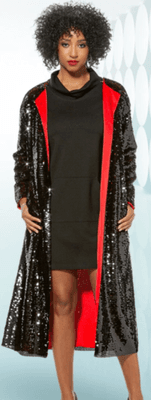 Donna Vinci Love The Queen #17356. 1 pc. Black/Red Duster.. Size S, M, L, XL,1X, 2X..