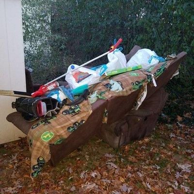 Garbage behind my neighbors shed that ive complained about for months!