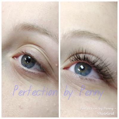 Before and after eyelash extensions