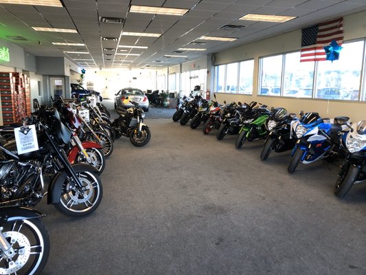 Our Showroom at Brockton Cycle Center with some new bikes!