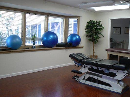 Exercise equipment in the office of Carlsbad chiropractor Dr. Greg Frost