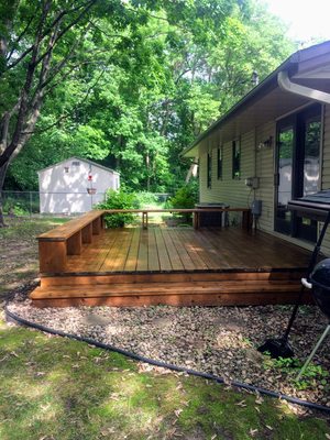 Cleaned and stained deck.