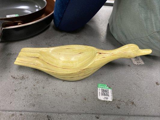 Carved bird kitchen utensil holder