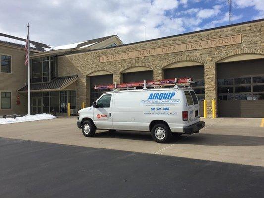 Our service team out doing the HVAC inspection and maintenance at one of our local firehouses!