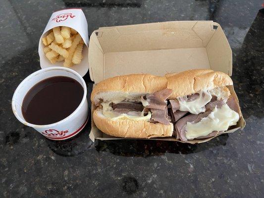 Classic French Dip & Swiss Sandwich & fries