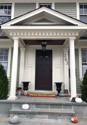 Beautiful craftsman detailing on the front porch. This project was a major home renovation / alteration by Debcan in Scotch Plains, NJ.