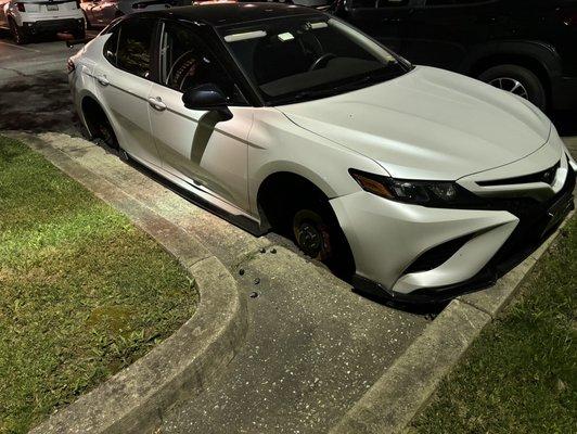 How we found our car when we returned to our hotel.