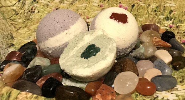 CBD Bath Bombs with semi precious gem  
  Organic, Solventless, & Reiki Infused