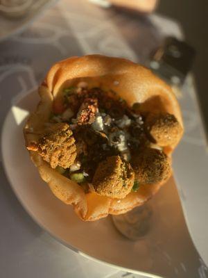 Crispy Pita Bowl with Greek Salad and Falafel!