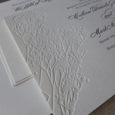 Beautiful Blind Deboss Floral Wedding Invitation