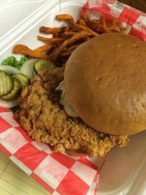 3/28/15 Pork tenderloin with sweet potato fries.