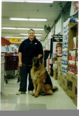 During my time running classes at PetClub with my best demo dog ever, Tobi. 2005