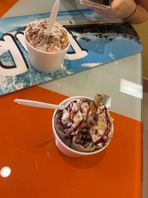 Two specialty ice creams, "Coral Delight" and "Deep Sea"