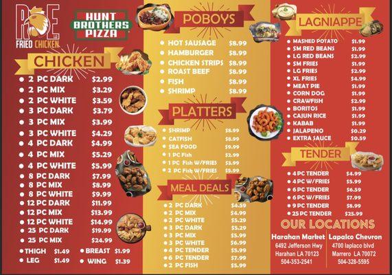 Fried Chicken menu