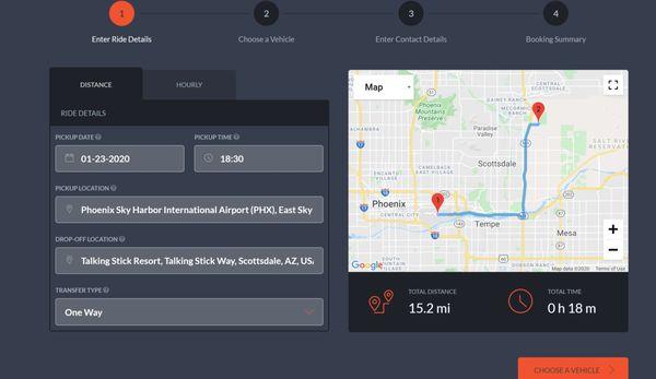 Easy choose your pick up, drop off date and time