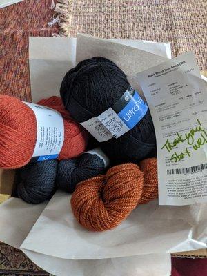 Thanks so much for assisting me with my color choices over the phone! The yarn arrived in 2 days and I'm saved!!!