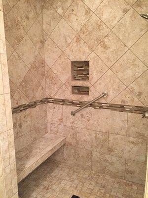 Porcelain tile custom shower