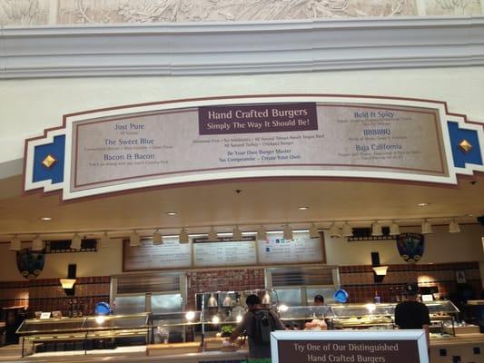 Seaport Marketplace at Seaworld has edible burgers. In the building which used to have the Bush beers.