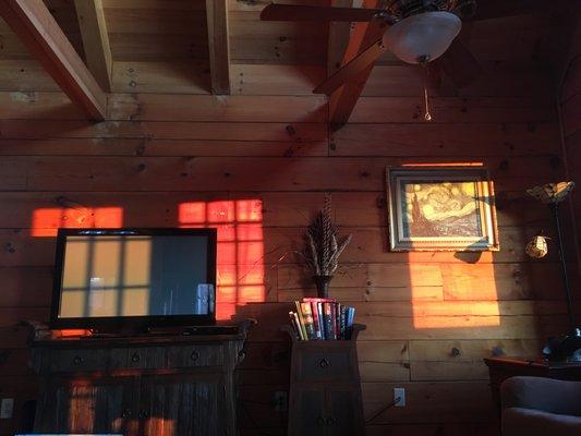 I love this corner so much! This is the living room of Ashton Ridge Cabin