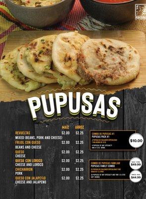 Pupusas menu