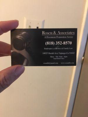 Mr. Rosen's businesses card