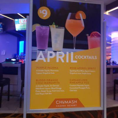 April's drink specials.