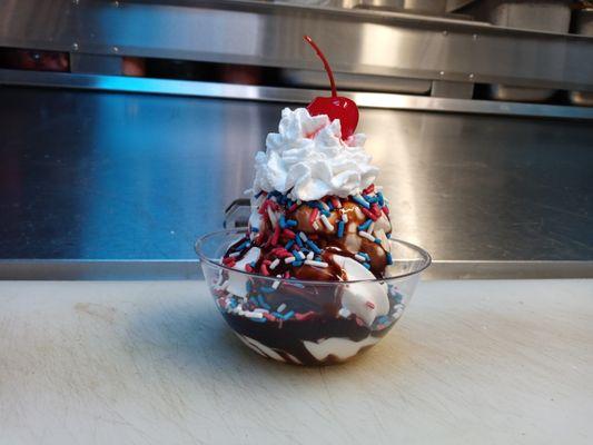 Chocolate sprinkle sundae.