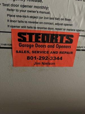 Ask for a sticker to put next to your garage door opener.