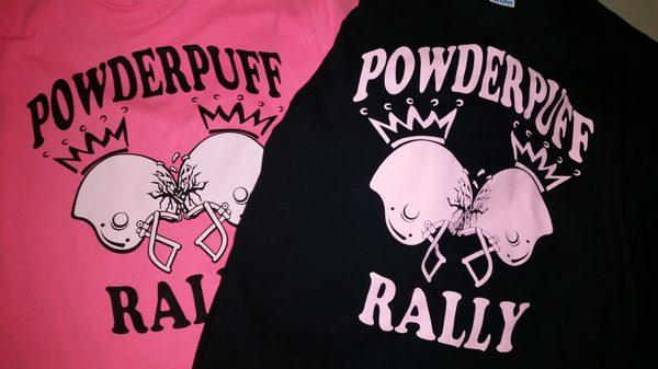 2 styles of shirts for the Powder Puff Rally.