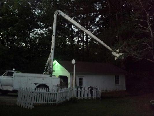 Taking a tree down with the bucket truck