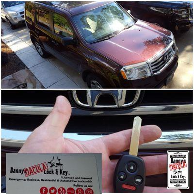 Remotehead key made 
for a 2015 Honda Pilot
Call Danny's Dacula Lock & Key @
770-906-4443
www.dannysdaculalockandkey.com