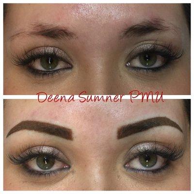 Permanent eyebrows immediately after procedure. Healed results will be %30 lighter