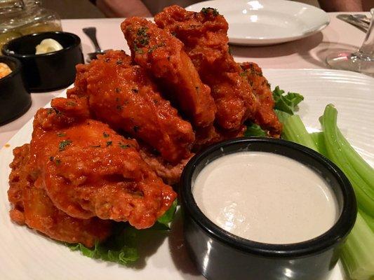 Buffalo style hot wings.