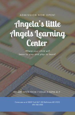 Childcare Learning Center currently accepting children ages 2 to 5 years old