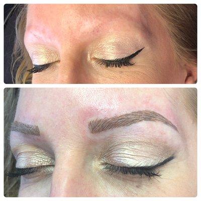 Before and after (client has zero eyebrow hair)