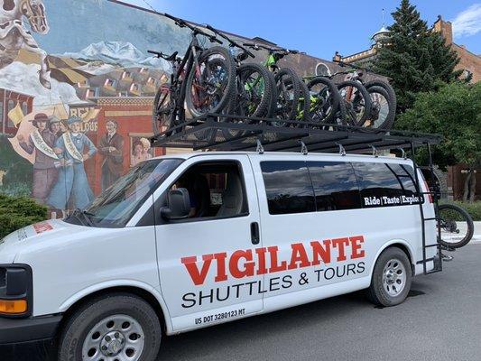 Trail Shuttles from downtown Helena MT to our Silver Class IMBA Ride Center!