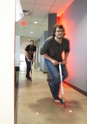 Scooting in the new office