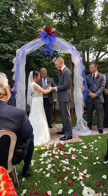 My daughter and son-in-law on their wedding day at the Molly Brown Summer House.