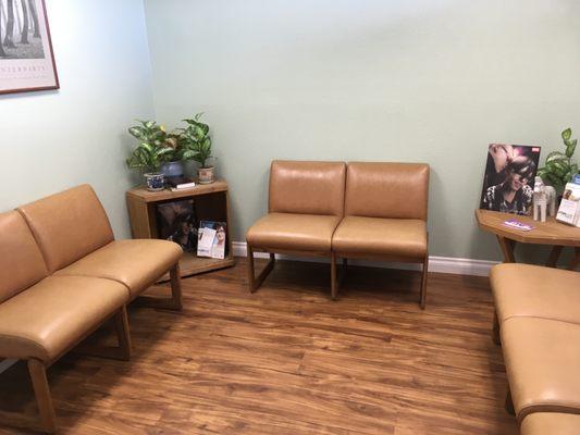 Clean, comfortable waiting room area,