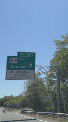 Town Of Dedham -- Exit 16A, Route 109 E, Dedham