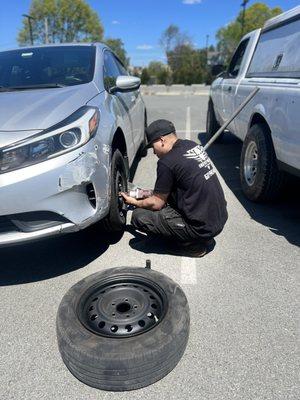 Change a flat tire