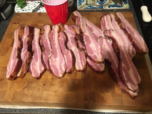 Sliced bacon before hitting the grill...