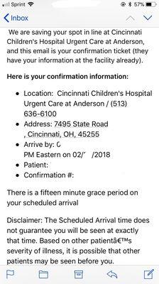 Make an appointment online and receive lots of details in your email! Same day appointments were available for us! Highly recommend.