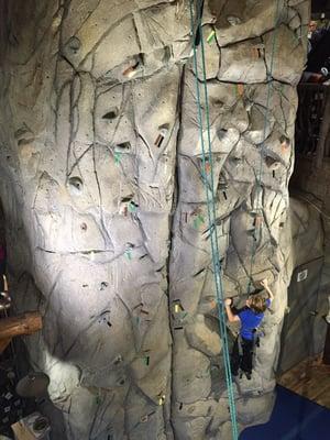 A rock climbing wall