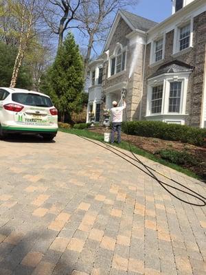 Siding and pavers should be cleaned every 2-3 years to remove dirt and algae and keep your home looking great!